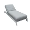 Best Transat matelassé en aluminium blanc et tissu gris qualité supérieure "Terrasse" Bain De Soleil