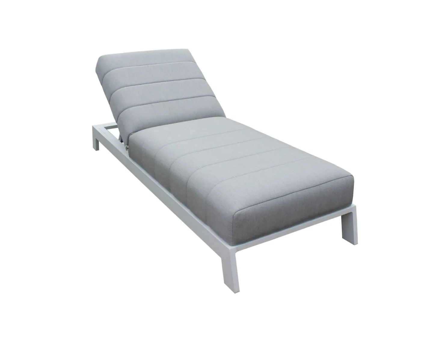 Best Transat matelassé en aluminium blanc et tissu gris qualité supérieure "Terrasse" Bain De Soleil