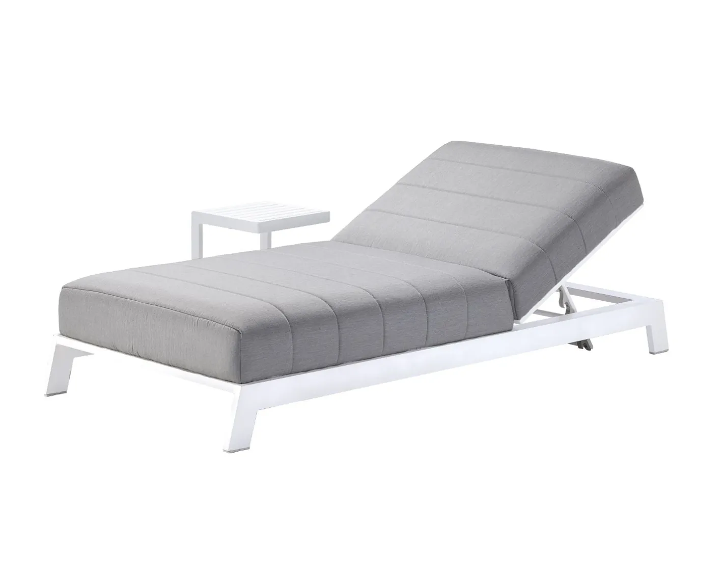 Best Transat matelassé en aluminium blanc et tissu gris qualité supérieure "Terrasse" Bain De Soleil