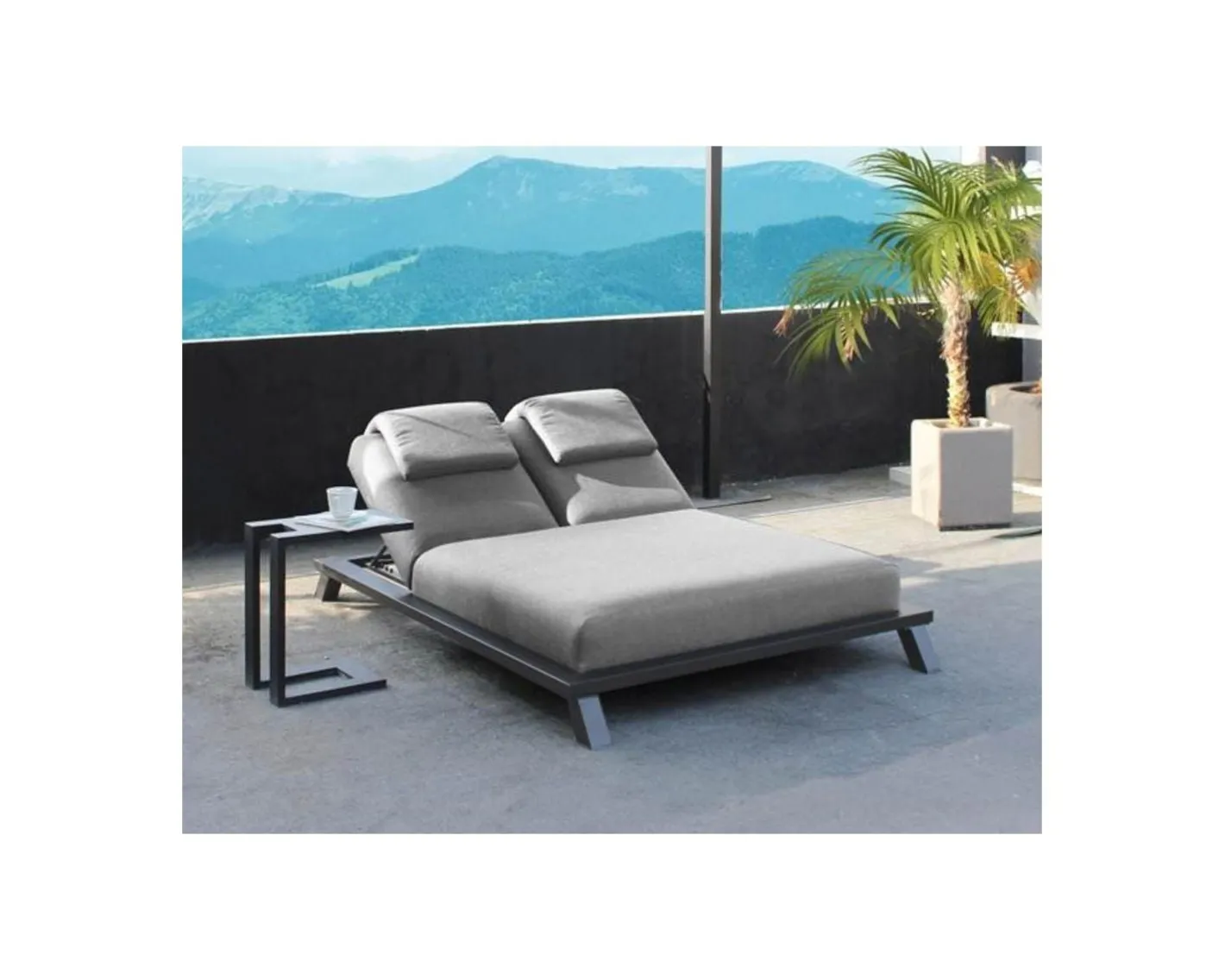Têtière en tissu gris clair pour bains de soleil "Nusa Pedina" Bain De Soleil