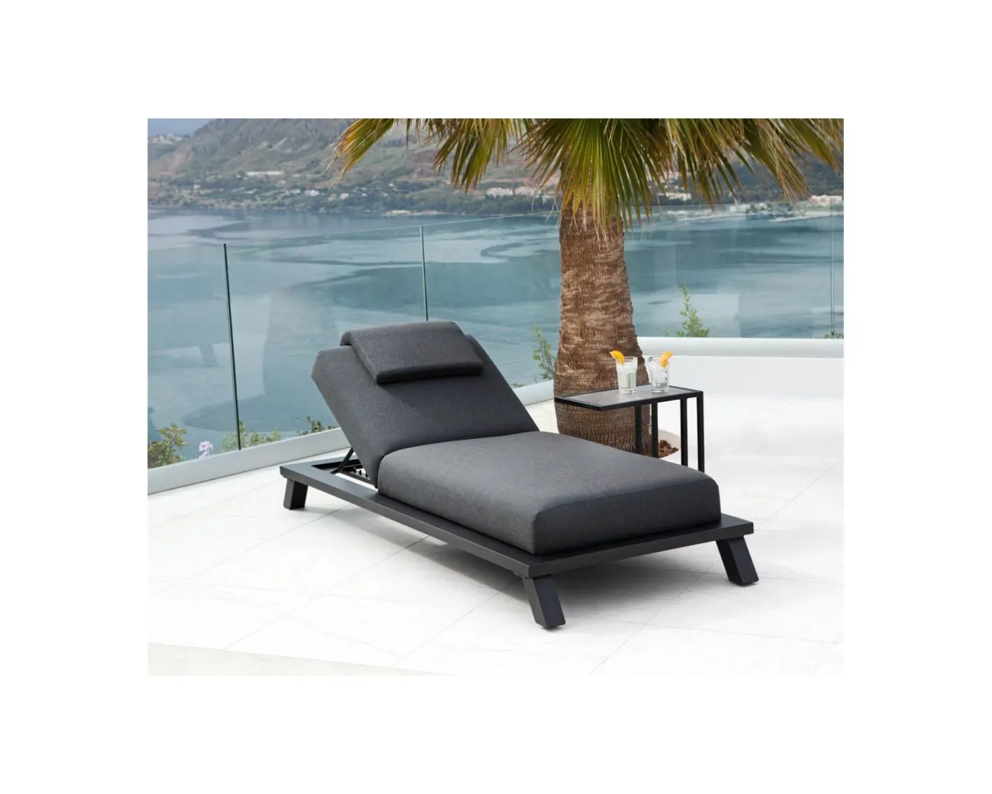 New Têtière en tissu gris foncé sooty pour bains de soleil "Nusa Pedina" Bain De Soleil