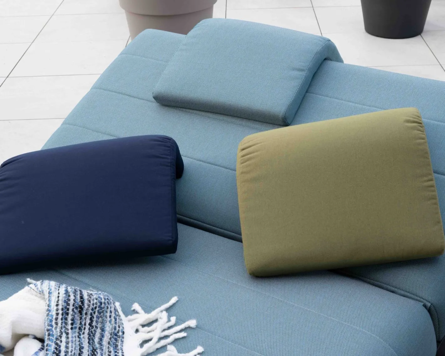 New Têtière en tissu turquoise pour chaise longue "Nusa Pedina" Bain De Soleil