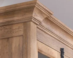 Clearance Vaisselier en manguier massif 170 cm avec portes vitrées et tiroirs