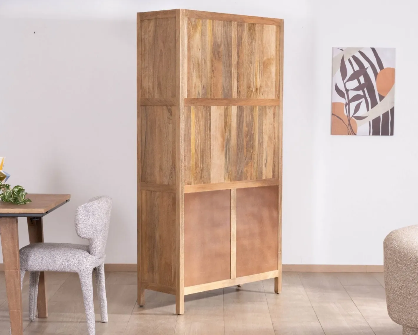Outlet Vaisselier en manguier naturel et portes vitrées "Maestro" 100 cm Vaisselier|Vitrine Et Argentier