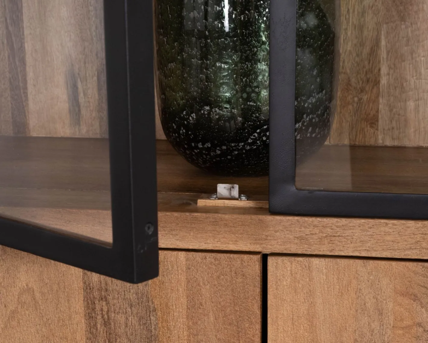 Outlet Vaisselier en manguier naturel et portes vitrées "Maestro" 100 cm Vaisselier|Vitrine Et Argentier
