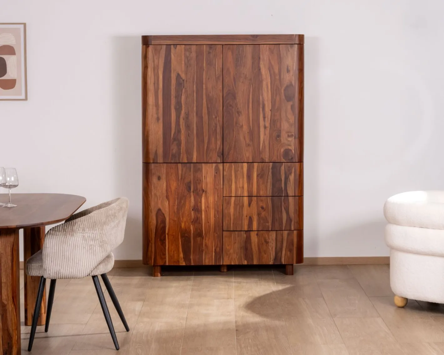Hot Vaisselier en palissandre 3 portes et tiroirs "Rosewood" 120 cm Vaisselier|Vitrine Et Argentier