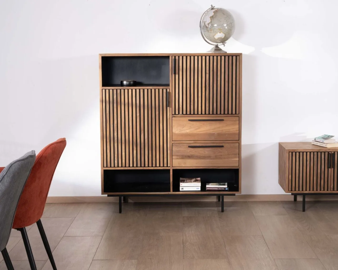 Outlet Vaisselier en teck recyclé "Opland" style rétro Vaisselier|Buffet Et Bahut
