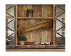Hot Vaisselier industriel métal et bois portes coulissantes 2m