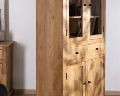 Hot Vaisselier style maison de campagne en manguier avec portes vitrées "Sarah" Vaisselier|Vitrine Et Argentier