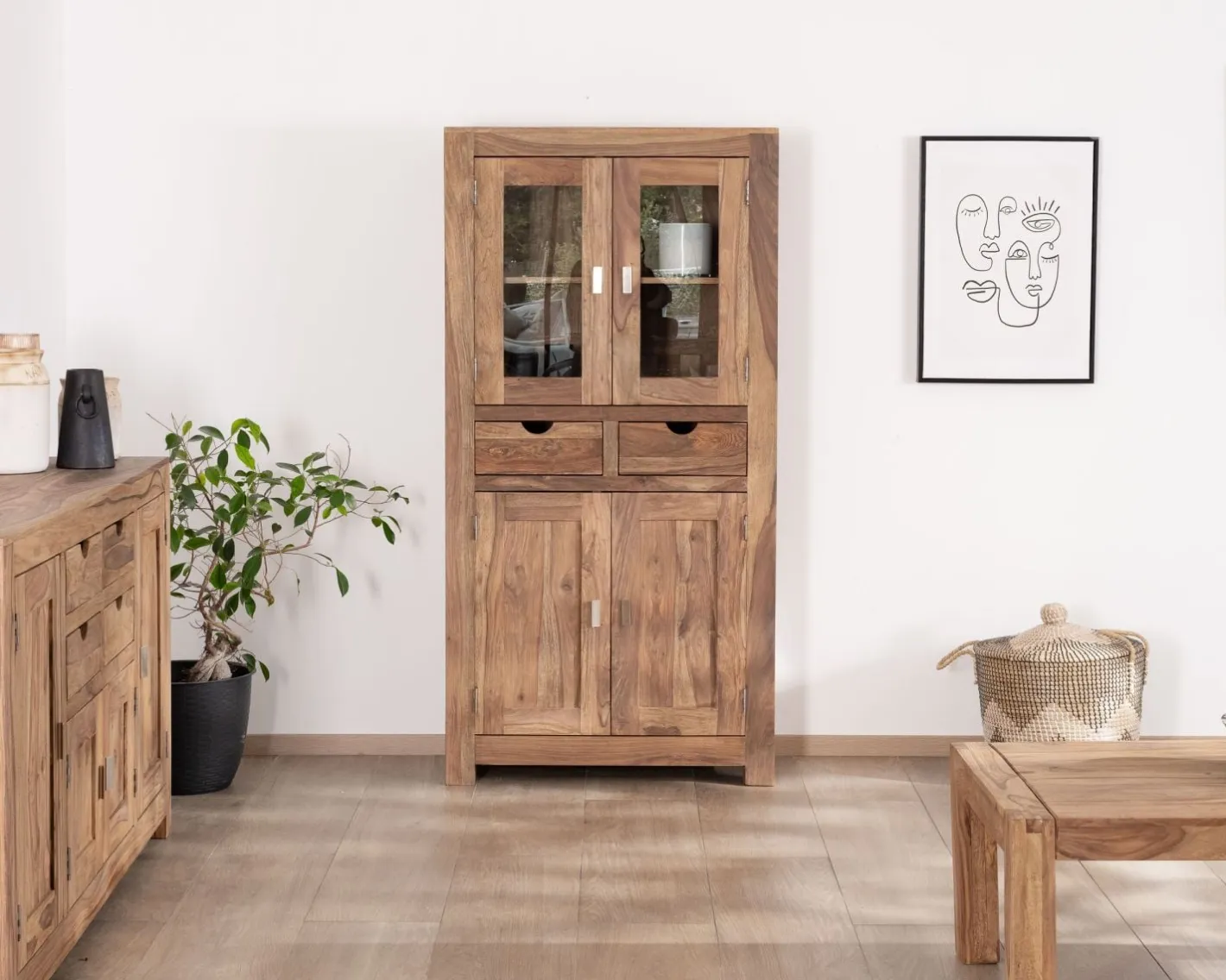 Best Vaisselier vitré en palissandre "Kalanohé" 4 portes et 2 tiroirs Vaisselier|Vitrine Et Argentier