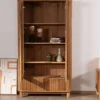 Online Vitrine avec 2 tiroirs bas style rétro "Winton" en chêne huilé aspect gaufré Vitrine Et Argentier|Rangement