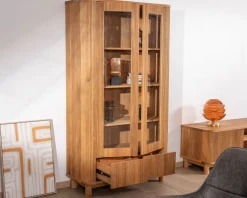 Online Vitrine avec 2 tiroirs bas style rétro