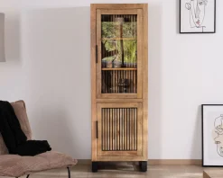 Best Vitrine 2 portes en manguier "Manoha" avec façade décor réversible Vitrine Et Argentier|Buffet Et Bahut