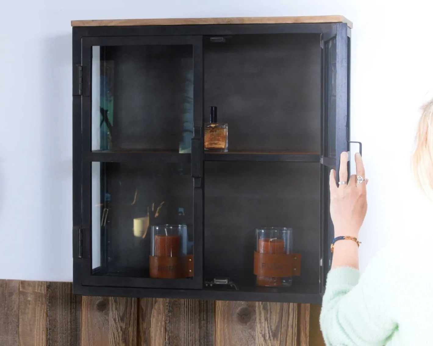 Outlet Vitrine 2 portes en métal anthracite et verre "Black Cook" Vitrine Et Argentier|Eléments De Cuisine