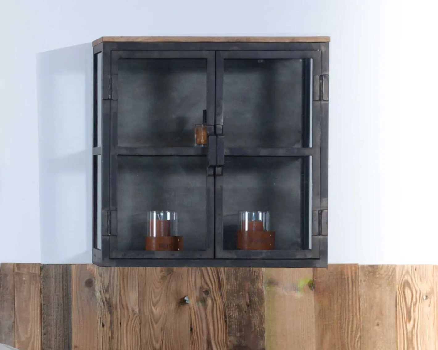 Outlet Vitrine 2 portes en métal anthracite et verre "Black Cook" Vitrine Et Argentier|Eléments De Cuisine