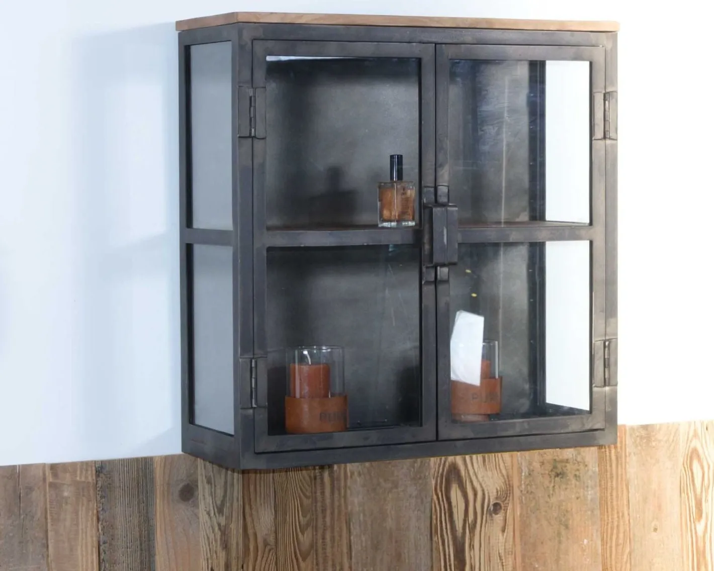 Outlet Vitrine 2 portes en métal anthracite et verre "Black Cook" Vitrine Et Argentier|Eléments De Cuisine