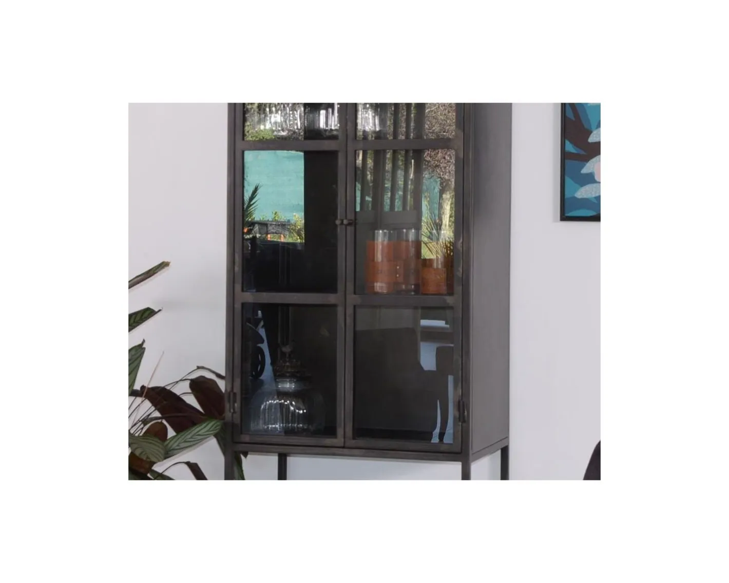 Hot Vitrine style factory 2 portes métal noir et verre "Black Cook" Vitrine Et Argentier|Rangement